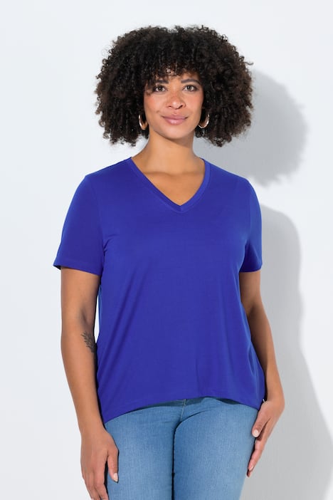 T-shirt, A-lijn, neonkleur, afgeronde zoom