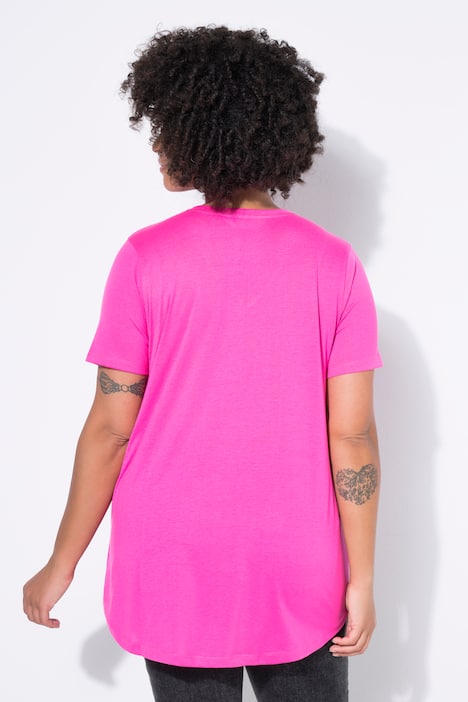 T-shirt, A-lijn, neonkleur, afgeronde zoom