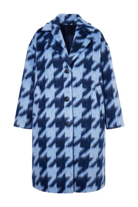 Kabát, oversize, vzor kohoutích stop, klopový límec