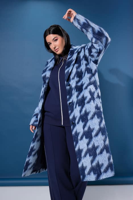 Mantel, Oversize Shape, Hahnentritt, Reverskragen