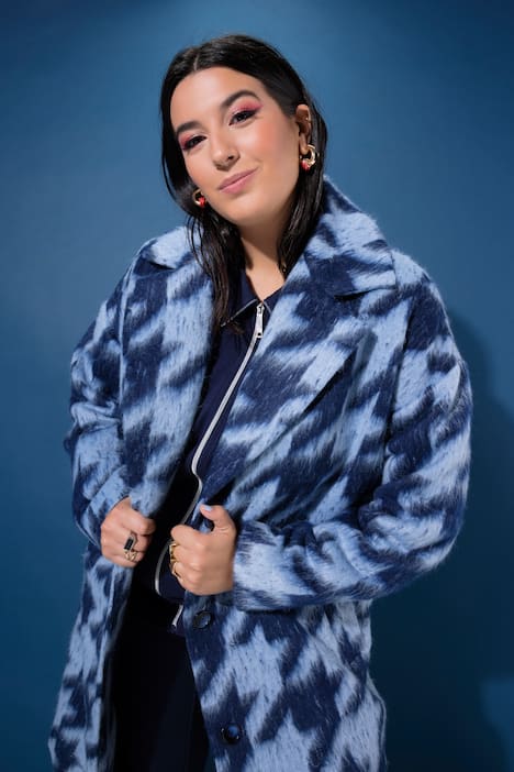 Mantel, Oversize Shape, Hahnentritt, Reverskragen