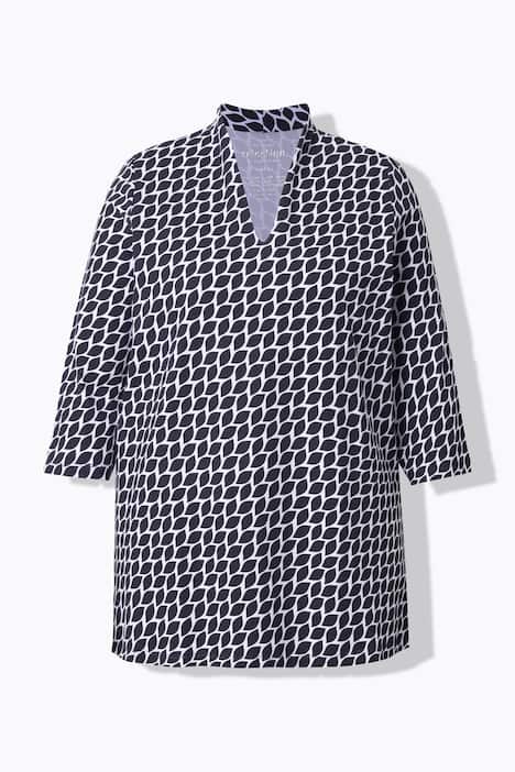 Shirt, Kelchkragen, A-Linie, 3/4-Arm, Pima Cotton