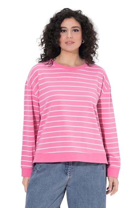 mikina, pruhovaná, kulatý výstřih, dlouhý rukáv, delší vzadu