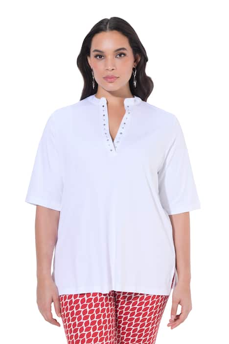 Polokošile, ozdobné kamínky, stojáček, polo rukávy, bavlna pima.