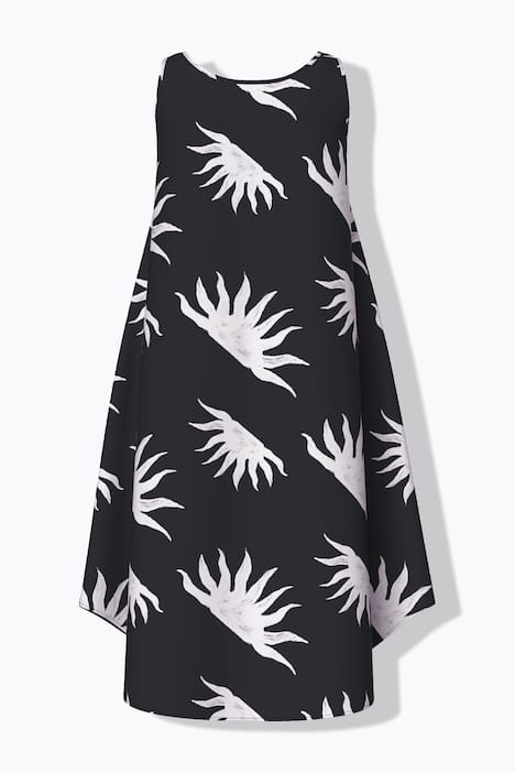 Midi-jurk, zonnen, A-lijn, ronde hals, mouwloos