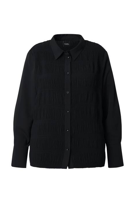 Halenka z mačkaného materiálu, struktura, košilový límec, dlouhé rukávy