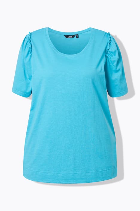 T-shirt, volant, A-lijn, ronde hals, korte mouwen