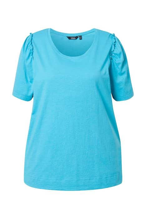 Tričko, volánky, áčkový střih, kulatý výstřih, polo rukávy