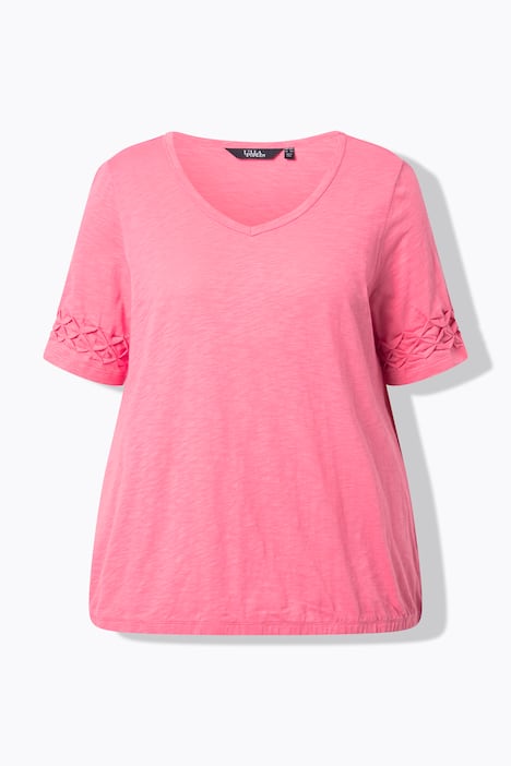 T-shirt, structuur, A-lijn, V-hals, korte mouwen