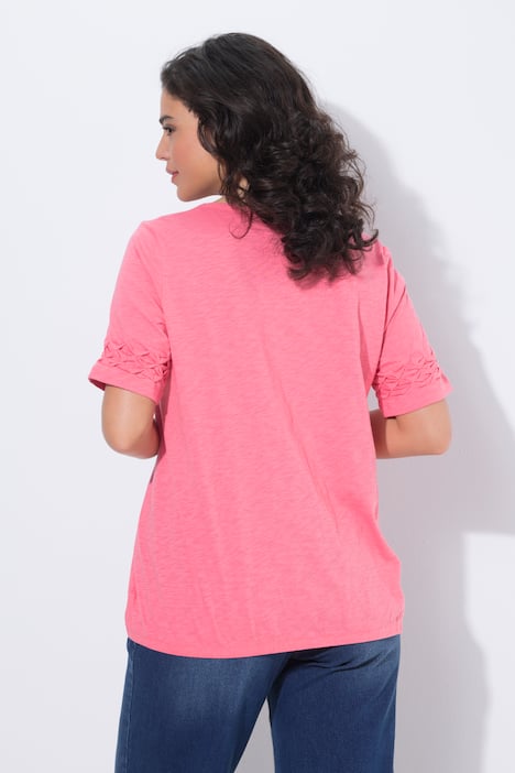 T-shirt, structuur, A-lijn, V-hals, korte mouwen