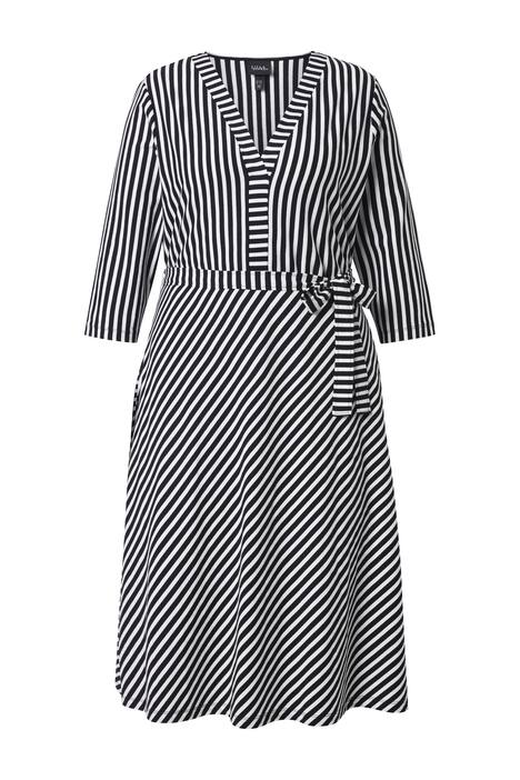 Midi šaty, pruhy, áčkový střih, V výstřih, 3/4 rukáv