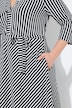 Mixed Stripe Tie Belt Stretch Fit Midi Dress