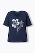 T-shirt, bloemen, oversized, V-hals, korte mouwen