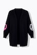 Cardigan coupe Loose Fit ouverte, symbole Peace & Love et manches ballon