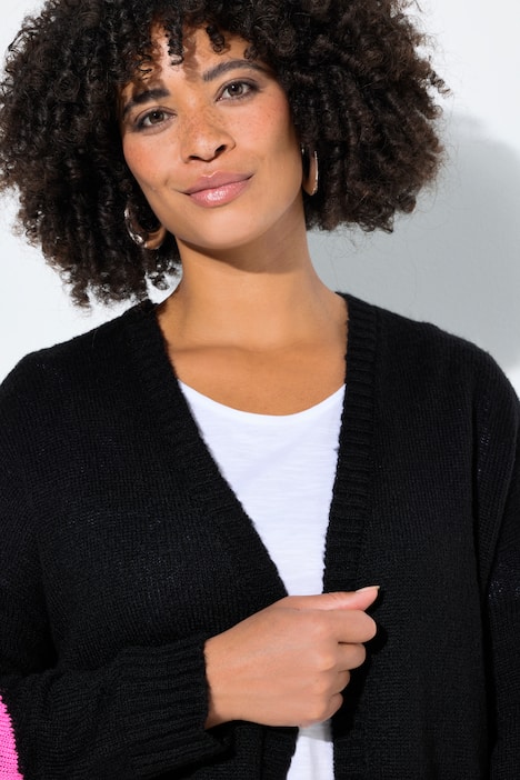 Cardigan coupe Loose Fit ouverte, symbole Peace & Love et manches ballon