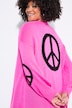 Cardigan coupe Loose Fit ouverte, symbole Peace & Love et manches ballon