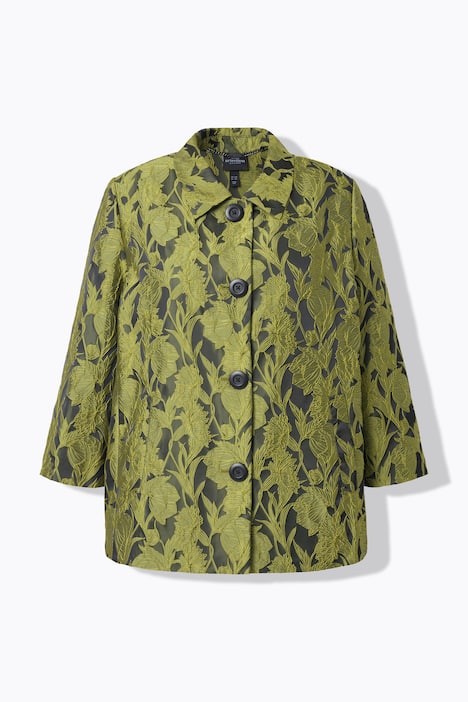 Veste Jacquard, col chemise et manches longues, coupe évasée