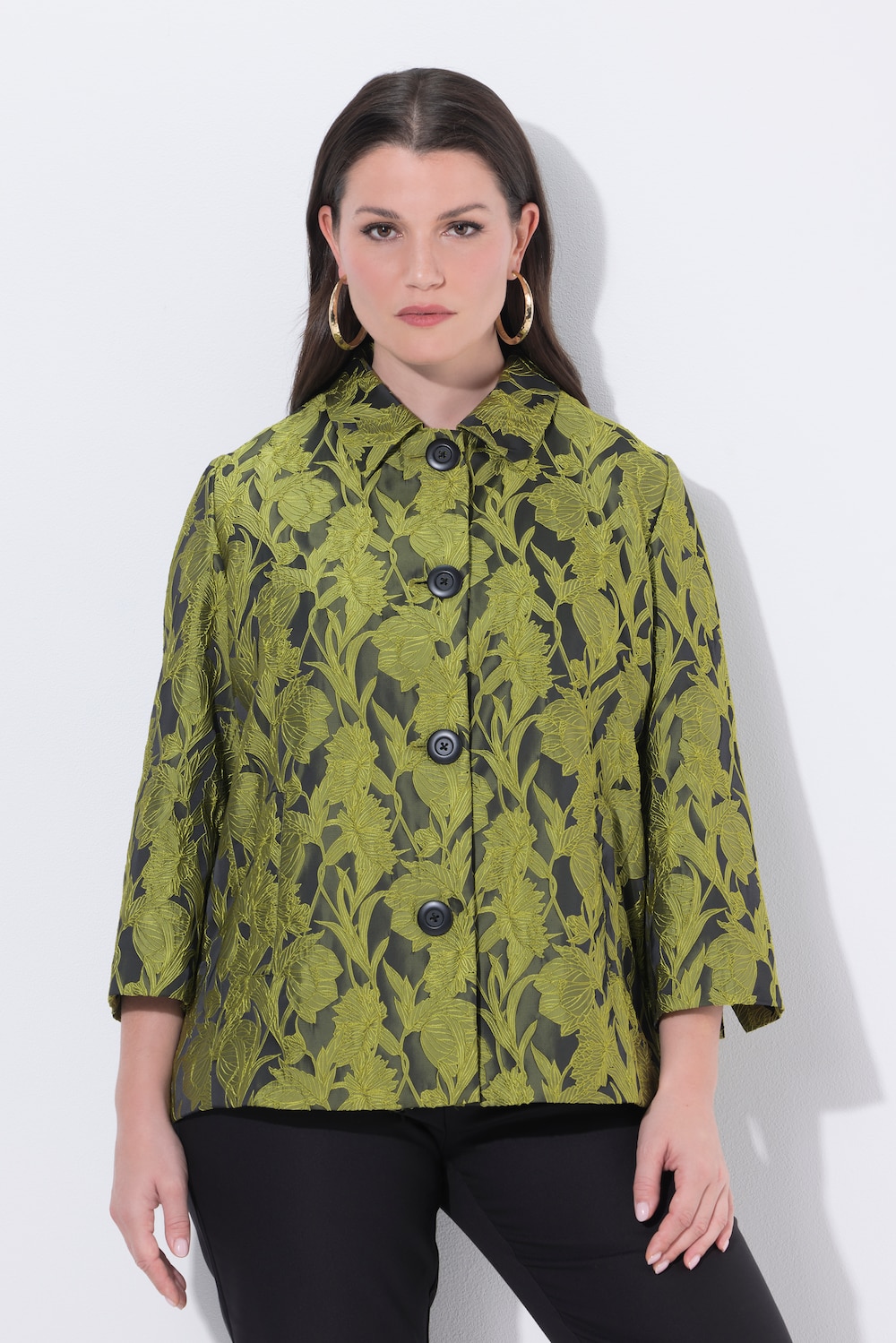 Große Größen Jacquard-Jacke, Damen, grün, Größe: 58/60, Polyester/Viskose, Ulla Popken