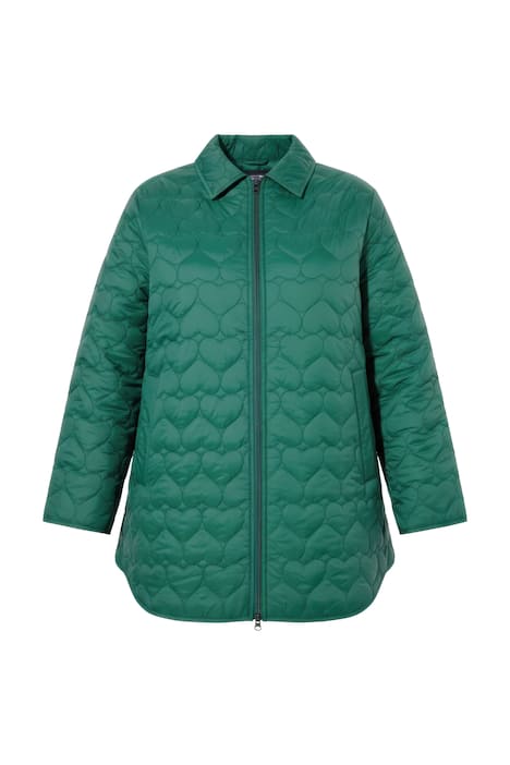 Prošívaný kabát, krátký, volný střih, srdíčkový vzor