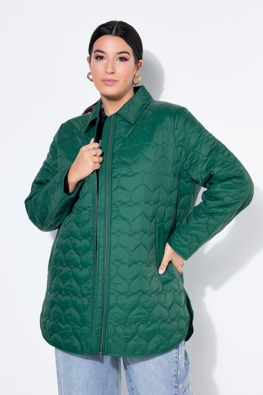 Große Größen Mantel kurz, Damen, grün, Größe: 42/44, Polyester/Synthetische Fasern, Studio Untold