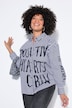 Hemdbluse, oversized, Streifen, Pailletten-Schriftzug