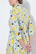 Maksi-skjortekjole, sitroner, skjortekrage, 3/4-ermer