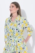 Maksi-skjortekjole, sitroner, skjortekrage, 3/4-ermer