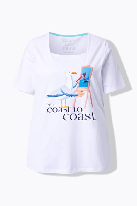 T-shirt, meeuw, classic, carréhals, korte mouwen