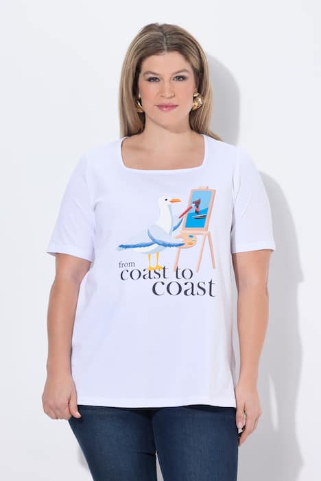 T-shirt, meeuw, classic, carréhals, korte mouwen