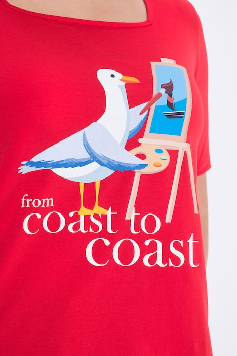 T-shirt, meeuw, classic, carréhals, korte mouwen