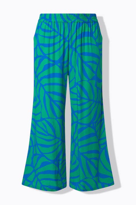 Hose, Blätter, weites, gerades Bein, Elastikbund