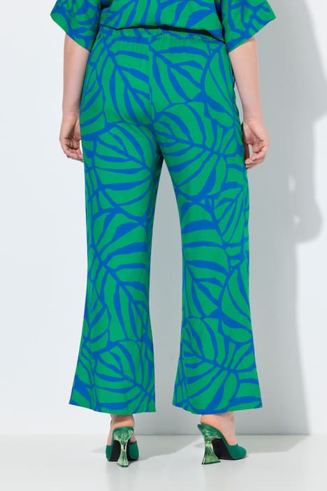 Hose, Blätter, weites, gerades Bein, Elastikbund