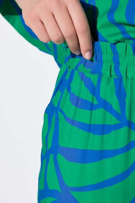 Hose, Blätter, weites, gerades Bein, Elastikbund