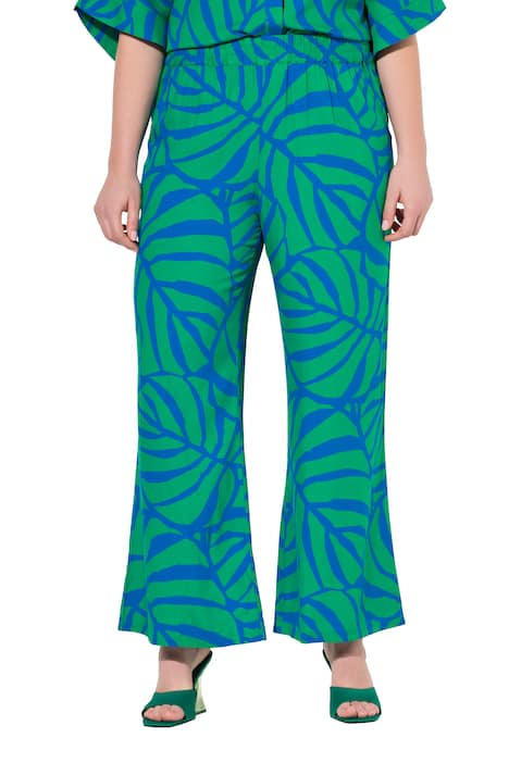 kalhoty, široké, rovné nohavice, pružný pas