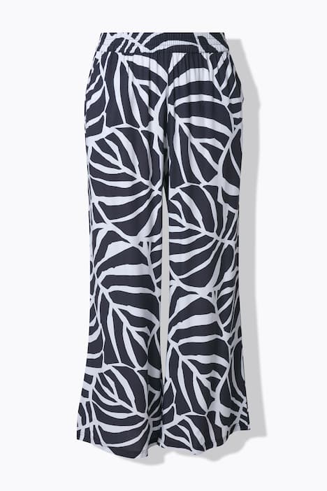 Hose, Blätter, weites, gerades Bein, Elastikbund