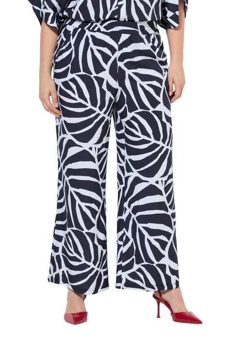 kalhoty, široké, rovné nohavice, pružný pas