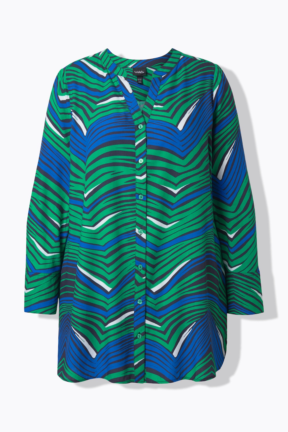 Stora storlekar Blus med grafiskt print, Dam, grön, storlek: 54/56, Viskos, Ulla Popken