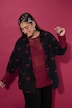 Hemdbluse, oversized, Musselin, Stick-Schleifen