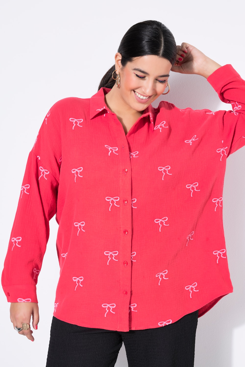 Große Größen Hemdbluse, Damen, rot, Größe: 46/48, Baumwolle, Studio Untold