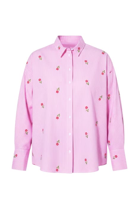 Pruhovaná košile, oversize, vyšívaný květinový vzor