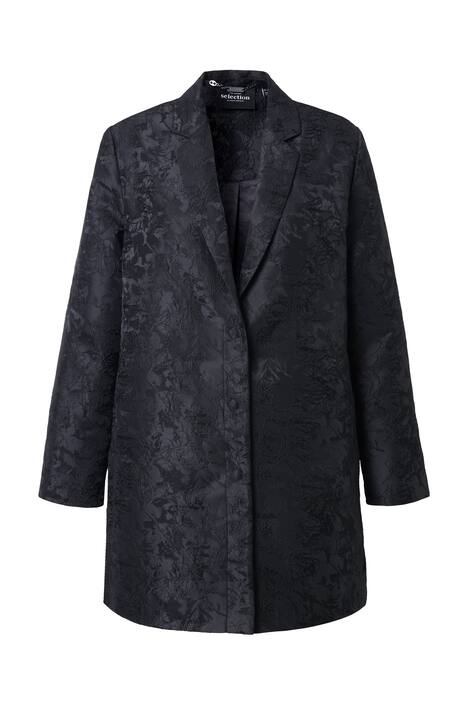 Žakárová bunda, áčkový střih, fazonový límec, dlouhé rukávy