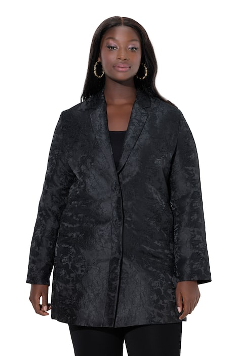 Žakárová bunda, áčkový střih, fazonový límec, dlouhé rukávy