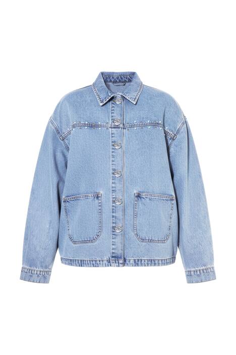 Džínová bunda, oversize, ozdobné perly, třpytivé kamínky