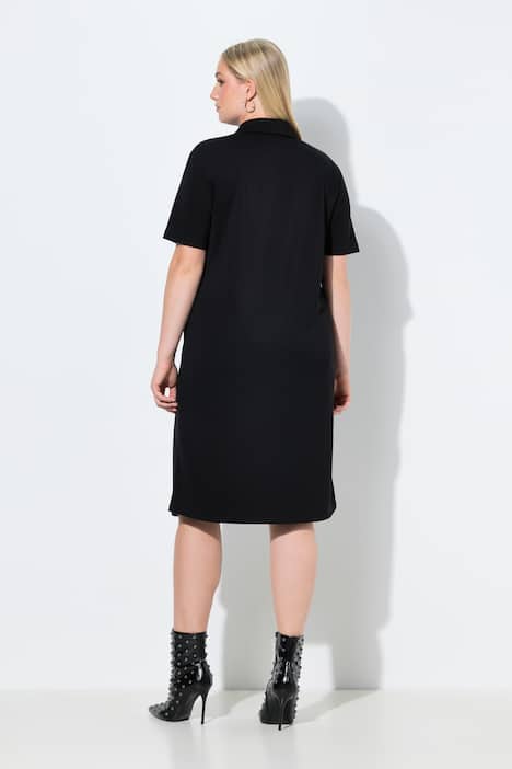 Polo Collar Modal Blend Sweatshirt Dress