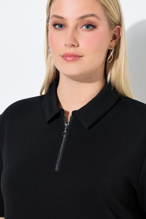 Polo Collar Modal Blend Sweatshirt Dress