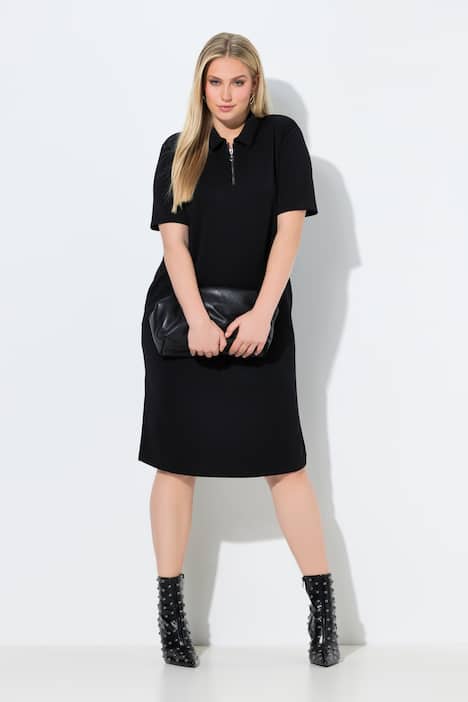 Polo Collar Modal Blend Sweatshirt Dress