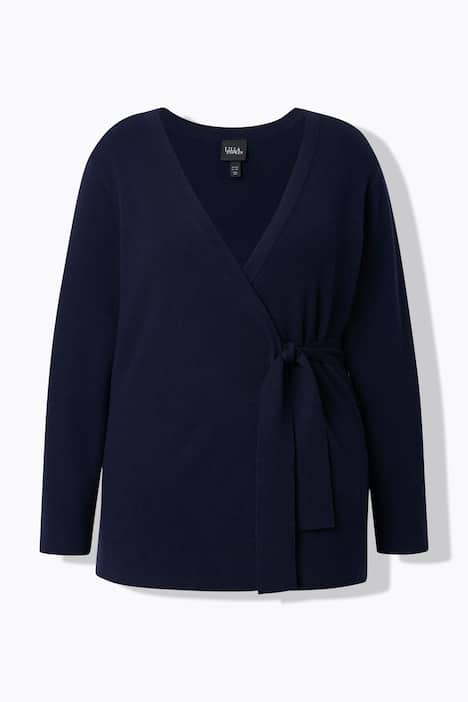 Strickjacke, Bindeband-Verschluss, V-Ausschnitt, Langarm