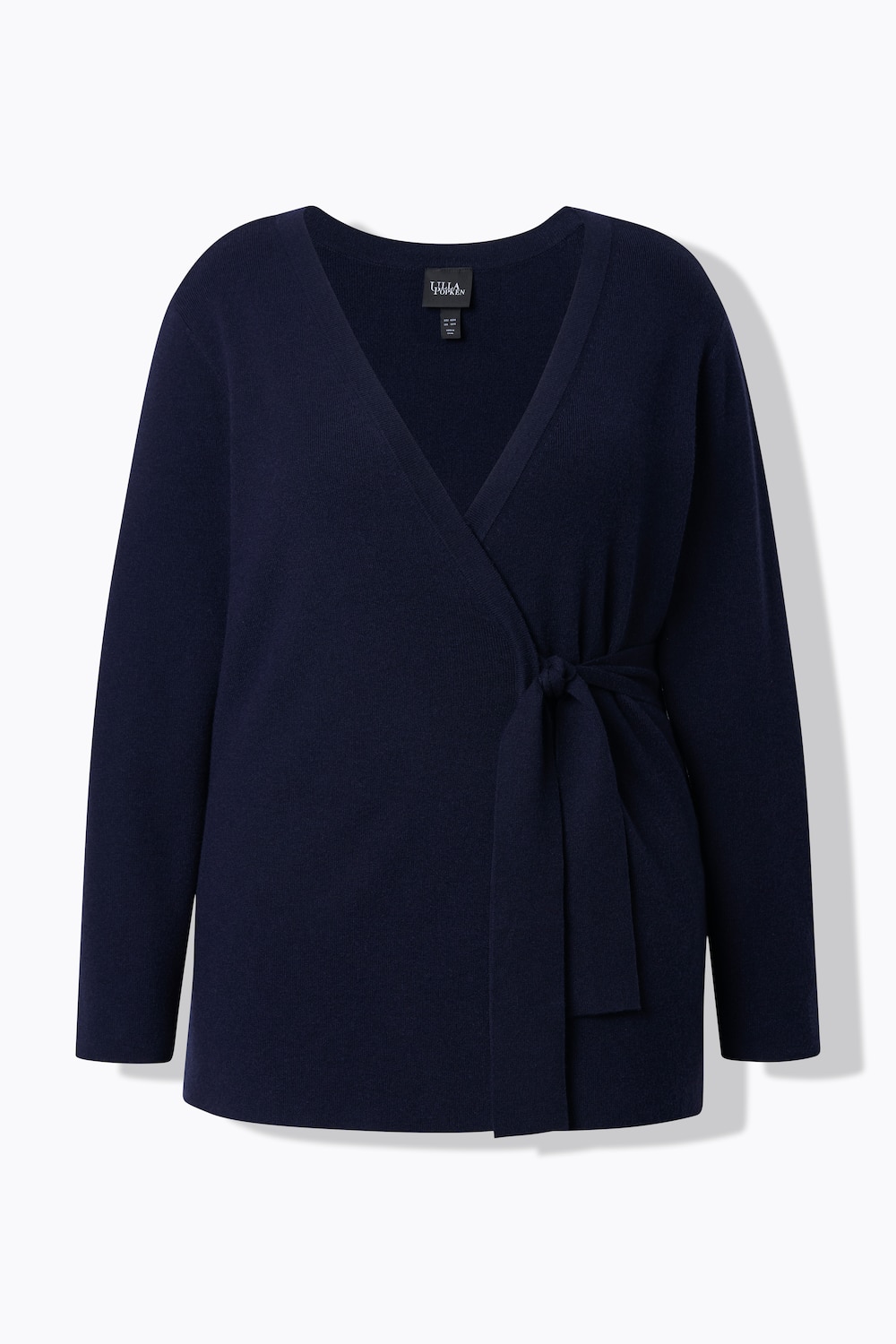 Stora storlekar Stickad kofta med knytning i sidan, Dam, blå, storlek: 46/48, Viskos/Polyester/Syntetfibrer, Ulla Popken