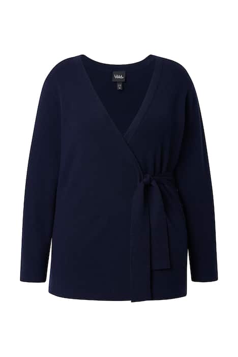 Pletený kardigan, zavazování na pásek, V výstřih, dlouhé rukávy