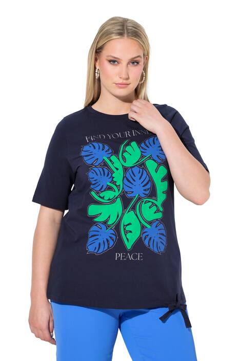 Tričko, listy, lem, kulatý výstřih, polo rukávy